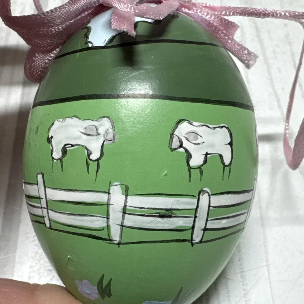 Midwest Lot of 3 Farm Animal Easter Egg Ornaments 2 25 inch Sheep Pig Cow
